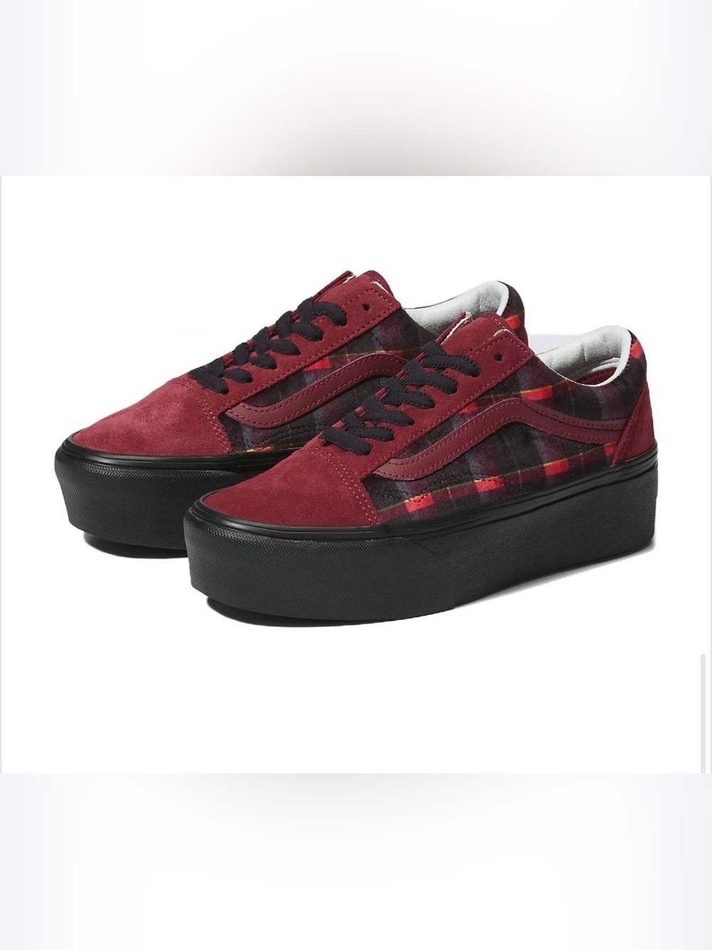 Vans Women's Velvet Plaid Platform Sneakers with Black Sole - Picture 6 of 8
